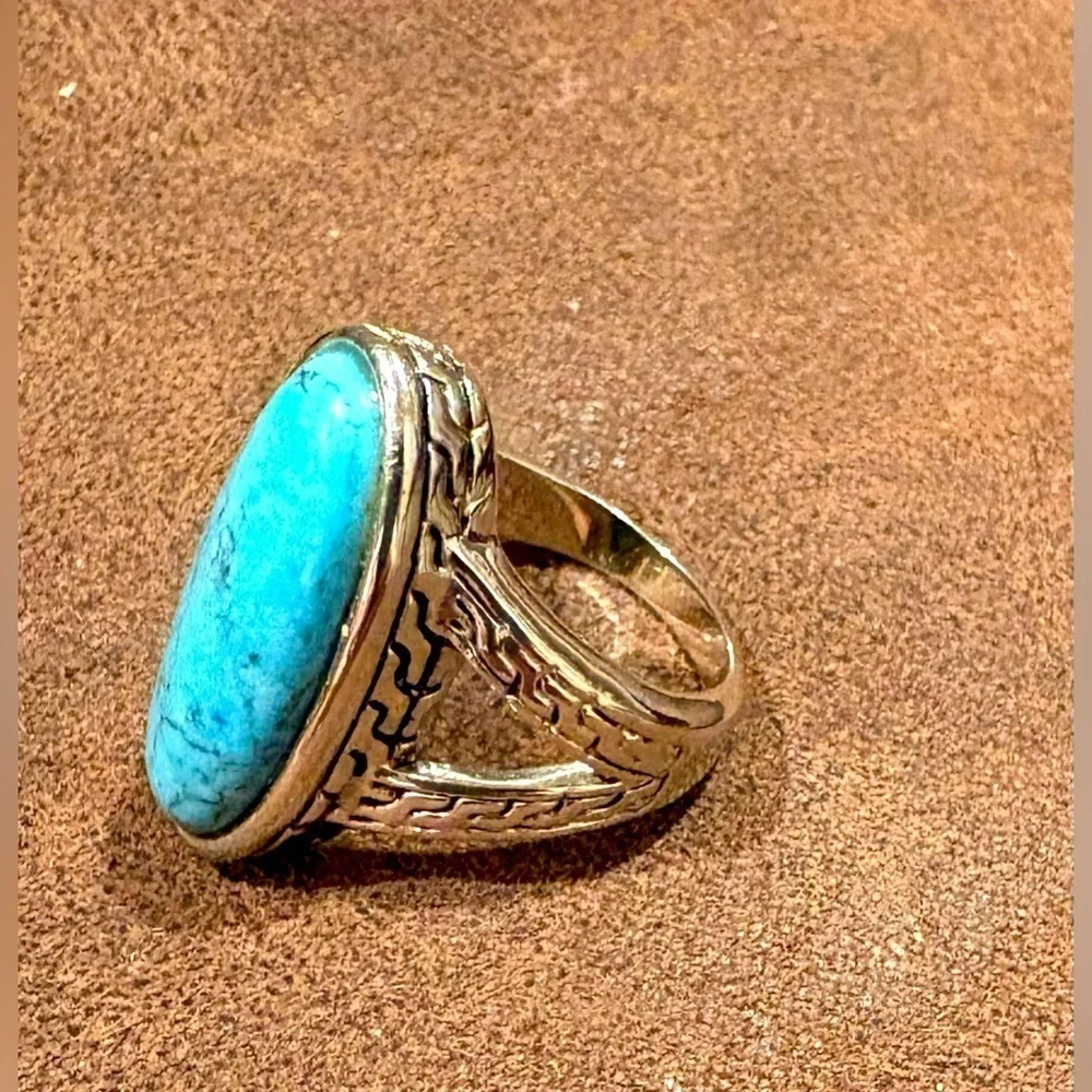 Fashion turquoise silver tone Women’s Ring Size 9